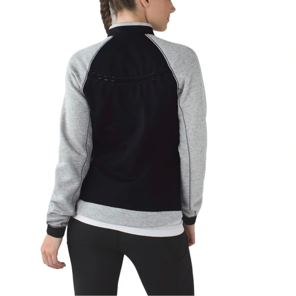 Lululemon Var-City Bomber Jacket Heathered Black Active Lightweight‎ Size 4